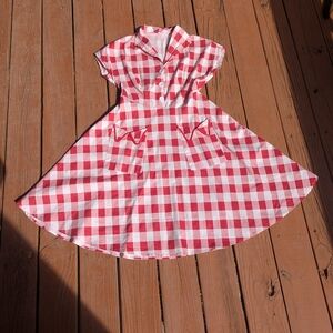 Red and White Checkered Dress